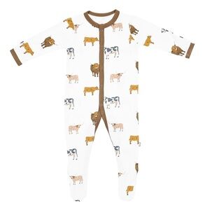 KYTE Baby Moo Footie 6-12 Mnths Preloved Animal Print Kids One Piece zip up